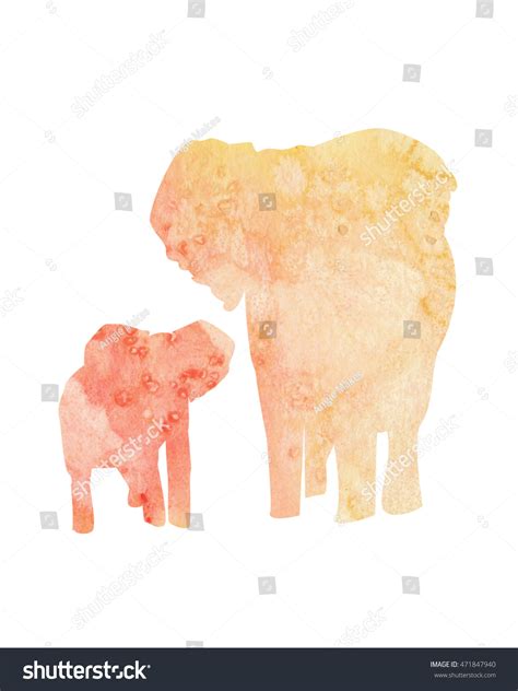 Cute Watercolor Baby Elephant Mother Stock Illustration 471847940 | Shutterstock