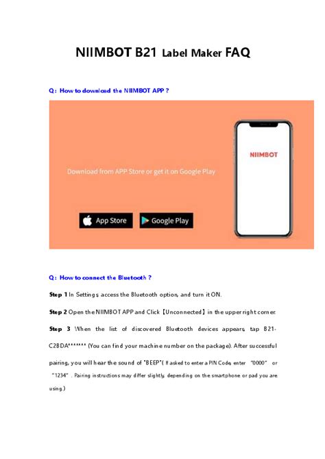 NIIMBOT B21 Label Maker User Manual: Wireless Thermal Printer for Clear Label, Clothing, Business