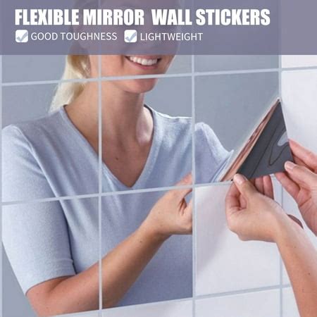 16Pcs Mirror Wall Stickers Bedroom Bathroom Home Decor DIY Self ...