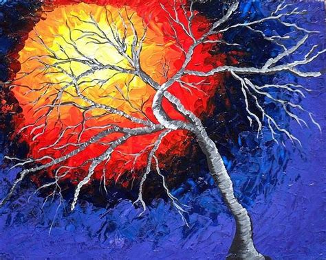 Sunset Tree...Acrylic painting | Tree painting, Landscape paintings, Painting