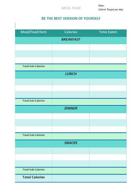 Daily Meal Plan and Calorie Tracker - Etsy