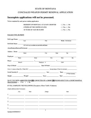 Fillable Online CONCEALED WEAPON PERMIT RENEWAL APPLICATION Fax Email Print - pdfFiller