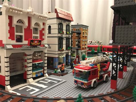 My own Lego Fire station, on 5th Street. Lego firefighters Lego firehouse Lego fire department ...