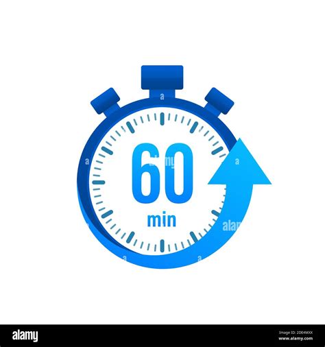 The 60 minutes, stopwatch vector icon. Stopwatch icon in flat style, timer on on color ...