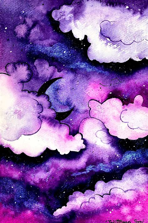 Purple Moon - Night Sky Painting | OpenSea | Night sky painting, Sky painting, Skyscape art