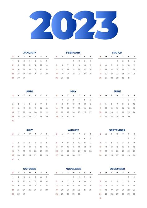 simple blue 2023 calendar 2909090 Vector Art at Vecteezy