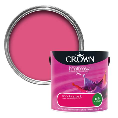 Crown Breatheasy Shocking pink Silk Emulsion paint 2.5L | Departments ...