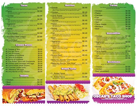 Memorial Blvd Menu - Oscar's Taco Shop