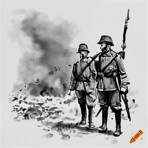 Sketch depicting the first world war on Craiyon
