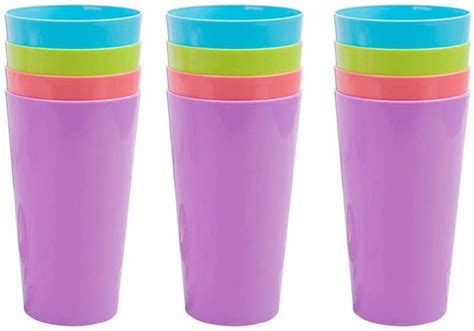 Cribun 12PCS Reusable Plastic Cups 500ML/17.5oz Plastic Tumblers Set Camping Cups Bier Drinking ...