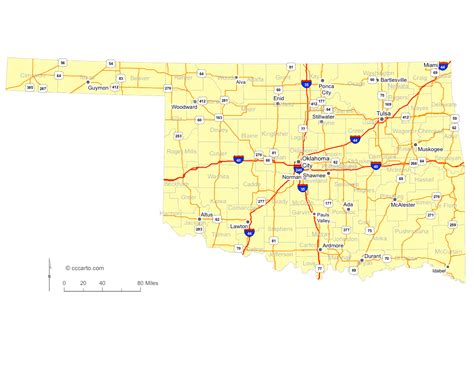 Map of Oklahoma Cities - Oklahoma Interstates, Highways Road Map ...