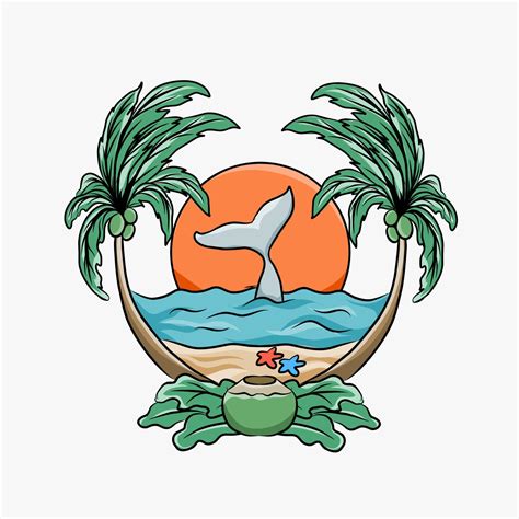 illustration vector of tropical island in summer perfect for print,etc ...