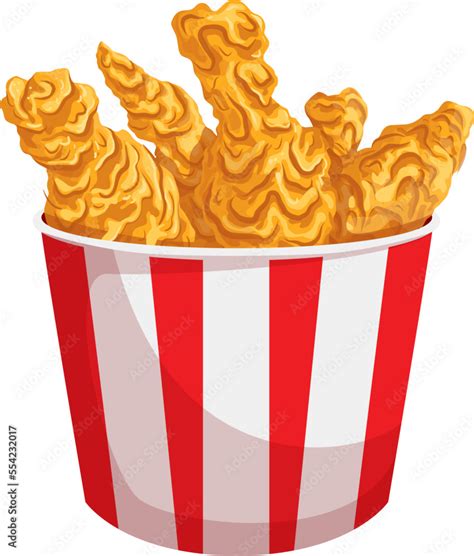 bucket fried chicken cartoon. food meal, fast hot, crispy leg, fried meat, dinner snack ...