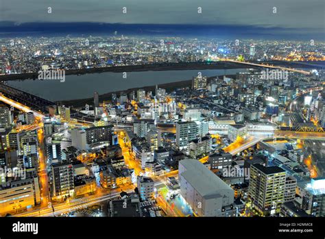 Osaka city at night Stock Photo - Alamy