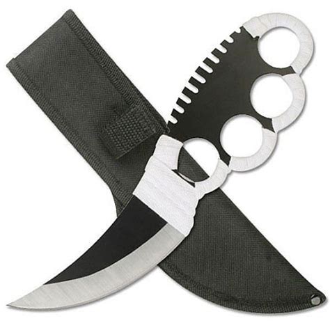 Metal Ninja Fighter Knife w/ Knuckle Guard & Sheath - Edge Import