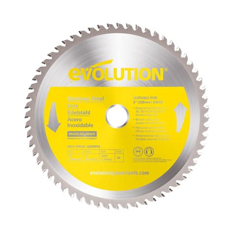 Evolution Power Tools 9 inch 60-Teeth Stainless-Steel Cutting Saw Blade | The Home Depot Canada