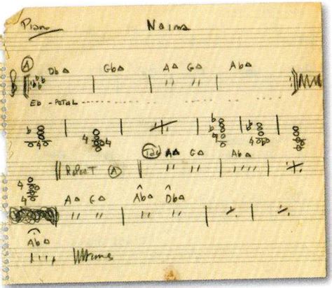 John Coltrane's "Naima" Original Manuscript - John Johnson - Creative ...