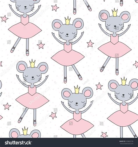 Seamless Ballerina Mouse Pattern Vector Illustration Stock Vector ...