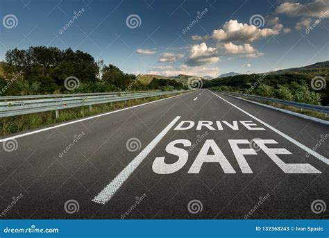 Drive Safe Message on Asphalt Highway Road through the Countryside Stock Image - Image of ...