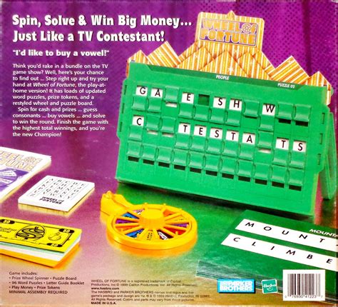 Wheel of Fortune Board Game Parker Brothers 1999