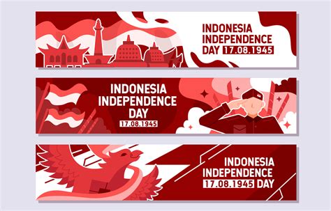 Set of Indonesia Independence Day Banner Template 7875467 Vector Art at ...