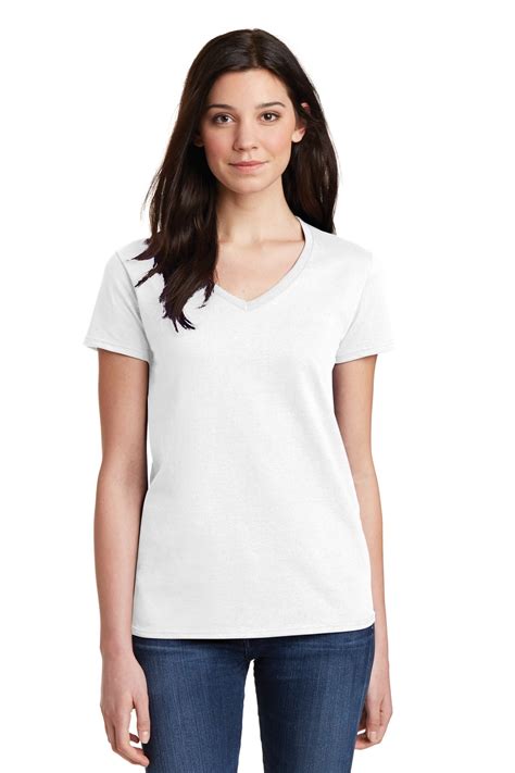 Gildan Women's 100 Percent Cotton Short Sleeve V-Neck T-Shirt 5V00L ...