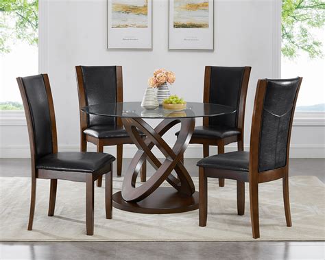 Roundhill Furniture Cicicol 5 Piece Round Faux Leather Upholstered Dining Table Set - Walmart.com