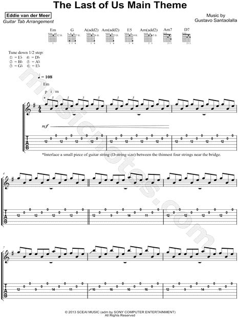 Eddie van der Meer "The Last of Us (Main Theme)" Guitar Tab in E Minor - Download & Print - SKU ...