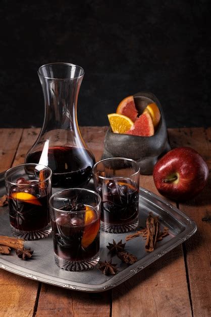 Free Photo | Arrangement of wine glasses on a tray