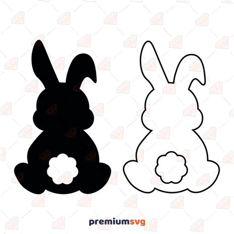 Easter Bunny Clipart and Outline SVG, Bunny SVG Vector | PremiumSVG