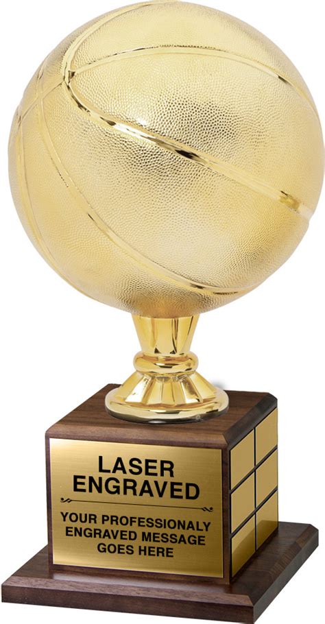 Full Size Gold Finish Basketball Trophy on Genuine Walnut Base - Trophy ...