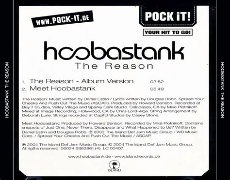 Car tula Trasera de Hoobastank - The Reason (Cd Single) - Portada