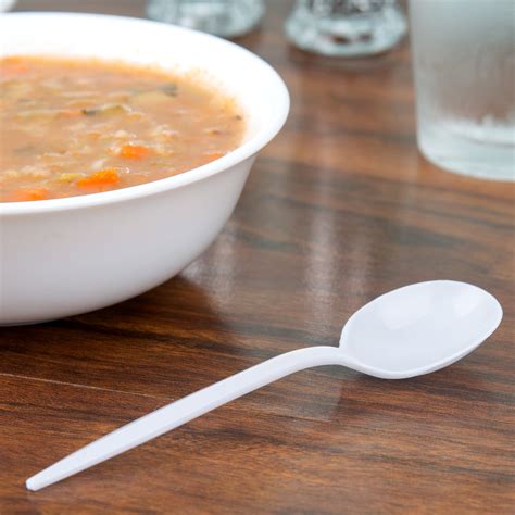 Choice Individually Wrapped Medium Weight White Plastic Soup Spoon - 1000/Case