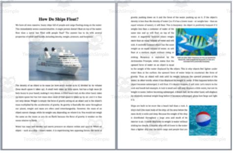 Why Boats Float - Density and Buoyancy - Digital Science Reading ...