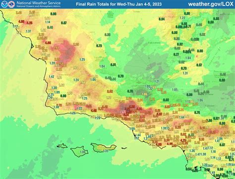 NWS Los Angeles on Twitter: "Final rainfall totals from our Jan 4-5 ...