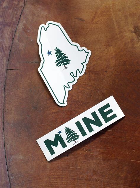 Maine flag vinyl decal Maine flag sticker forest sticker car decal Star and tree sticker water ...