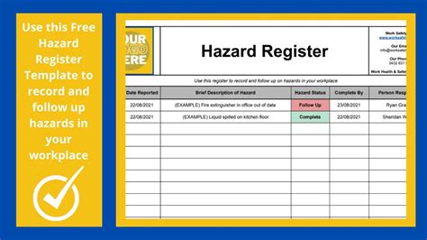 Hazard Risk Register Template