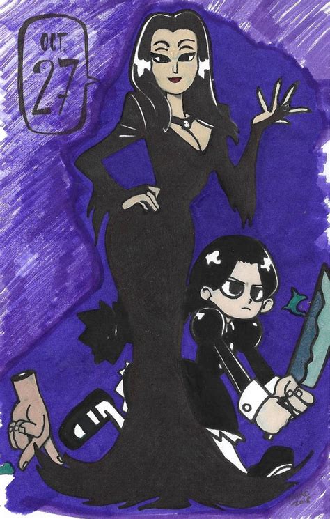 Morticia and Wednesday Addams by AnimeMookie on DeviantArt