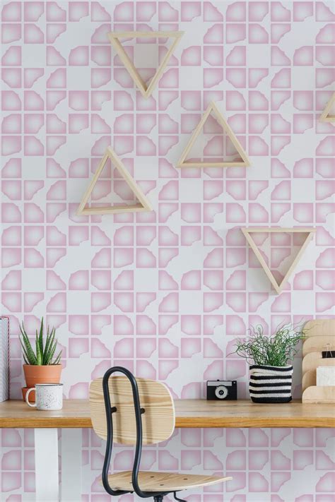 Pink abstract geometric shapes Wallpaper - Peel and Stick or Non-Pasted