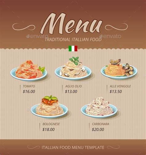 Italian Pasta Menu