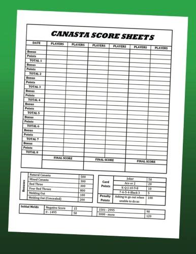 Canasta Score Sheets: Large canasta blank form score sheet notebook ...