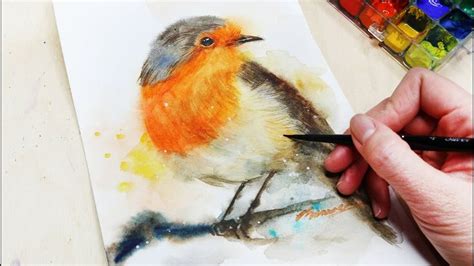 Watercolor robin bird painting tutorial/ How to/ step by step | Watercolor paintings for ...