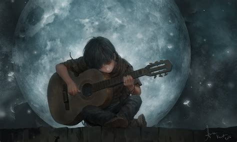 Alone Sad Boy In Love With Guitar