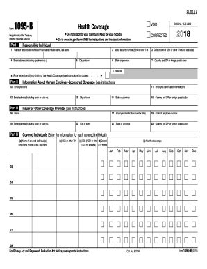 IRS Form 1095 B - Printable Health Coverage Template in PDF