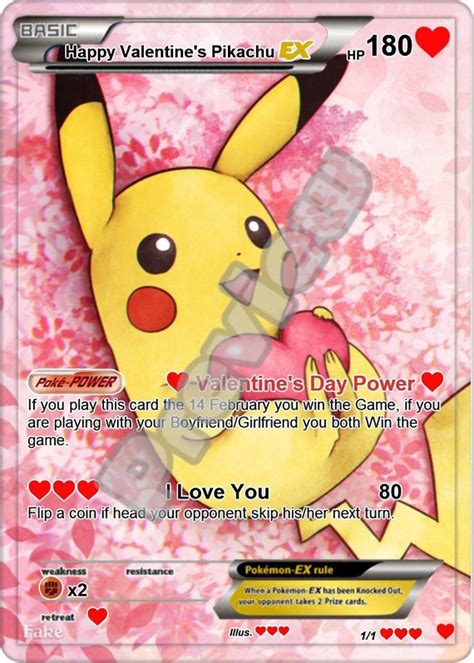 Happy Valentine Pikachu EX Pokemon Card | Etsy