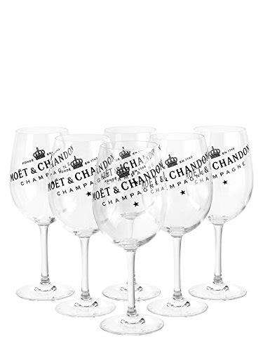 Buy Moët & Chandon Ice Imperial Champagne Glasses Real Glass Clear with Black Lettering Set of 6 ...