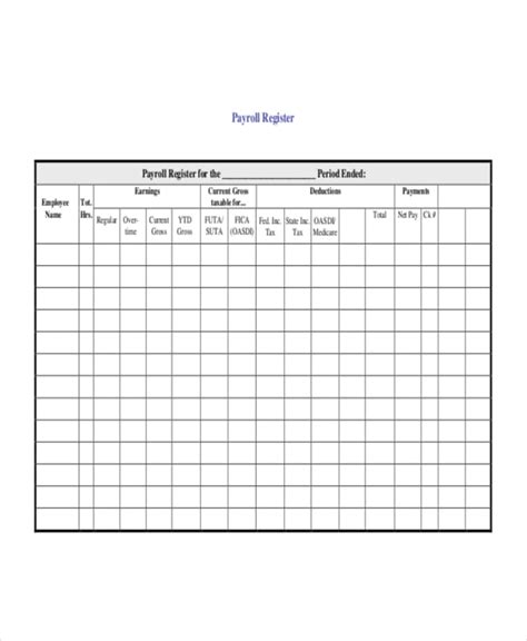 Payroll Register Template - 7+ Free Word, Excel, PDF Document Downloads ...