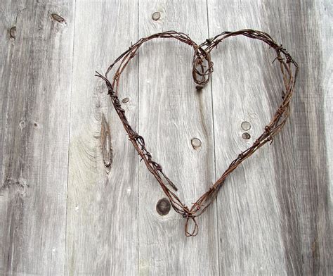 Wire Heart Wreath Antique Rustic Barbed Wire Farmhouse by gazaboo