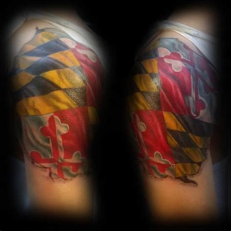 50 Maryland Flag Tattoo Ideas For Men - State Flag Designs