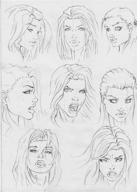 How to Draw Female Comic Book Faces - Houk Hingere